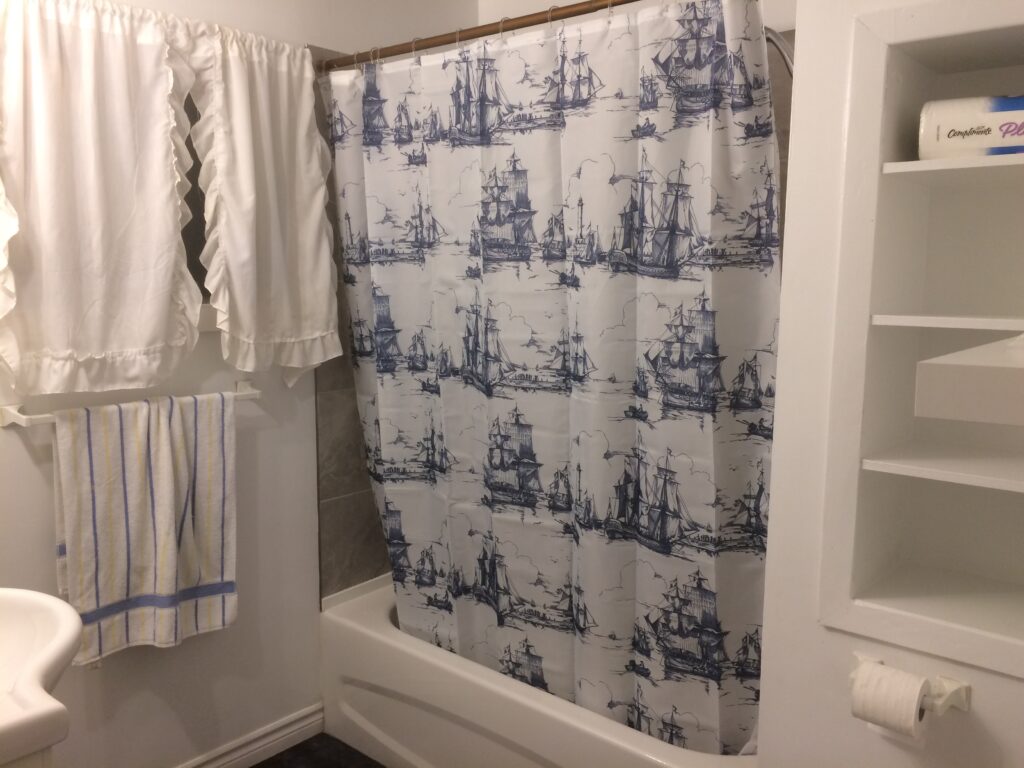 scalloped shower curtain