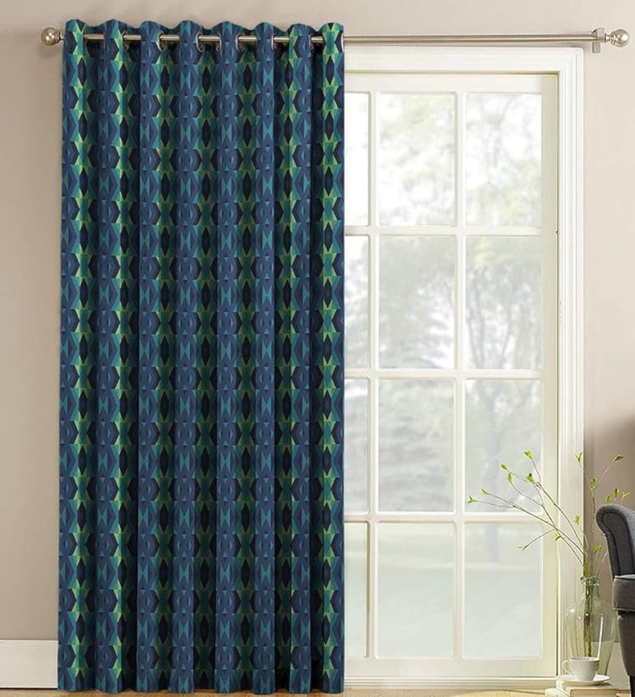 blue and green curtains