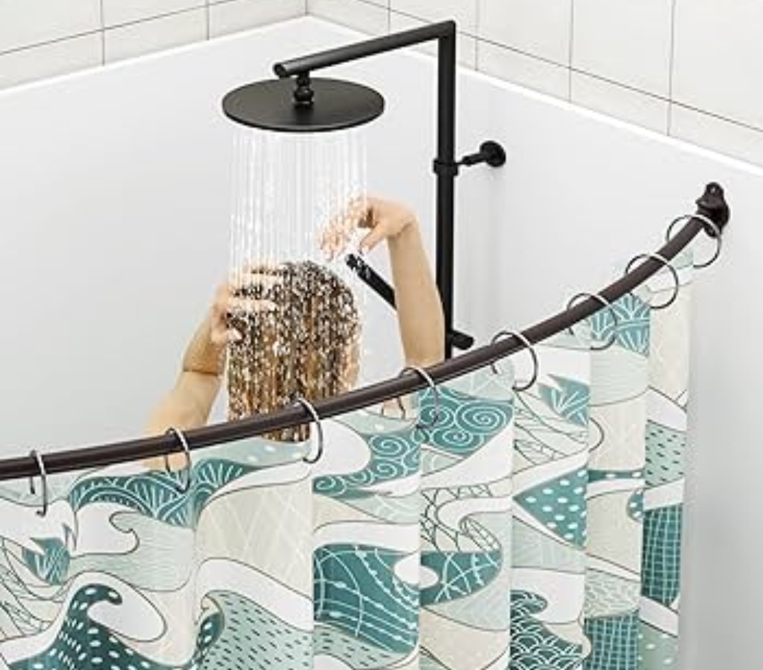 bent shower curtain rod