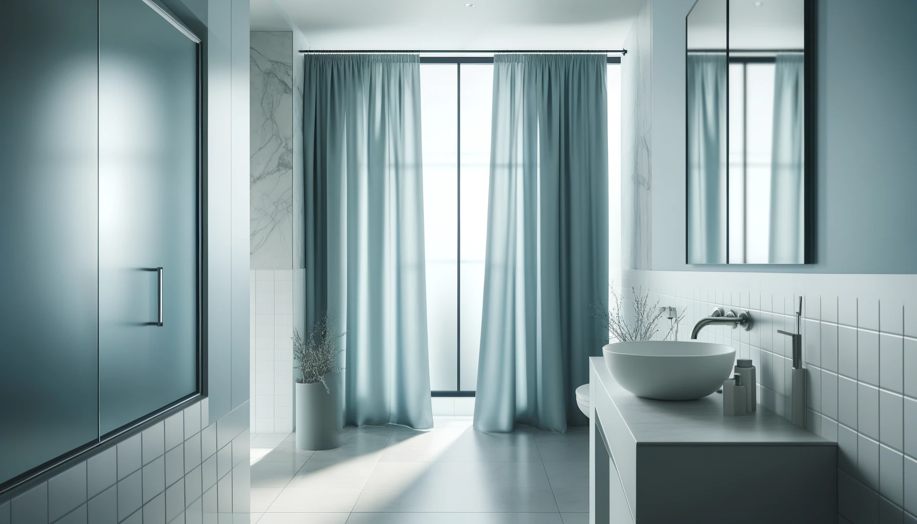 light blue shower curtain